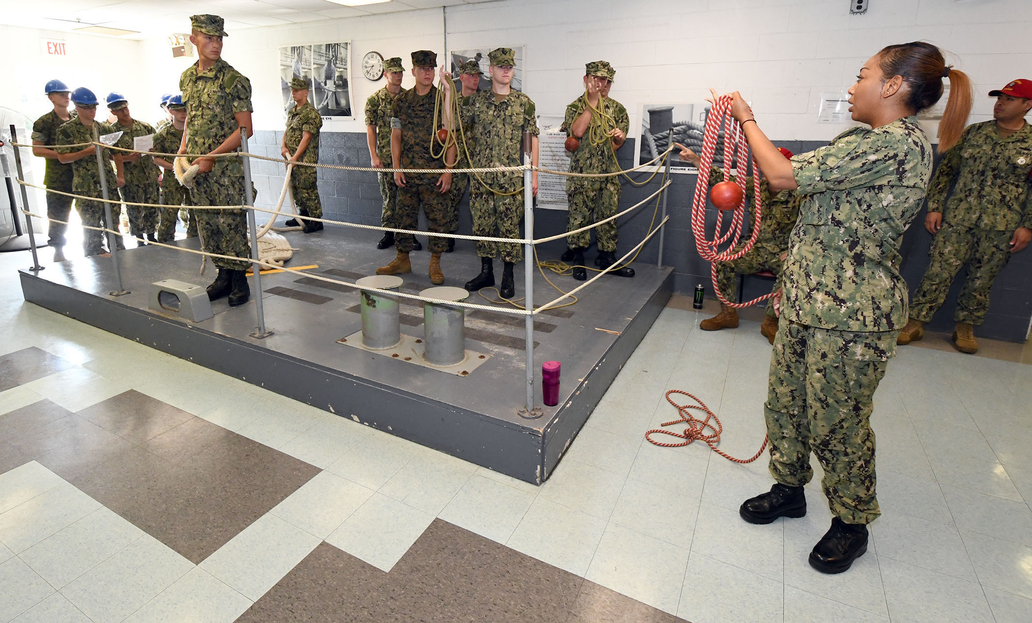 Candidates studying in a classroom at Naval Station Newport