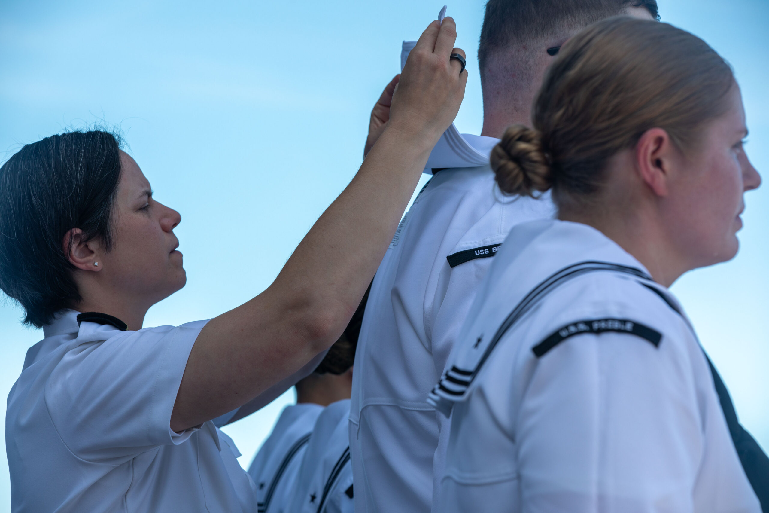 Female naval officer in service dress blues