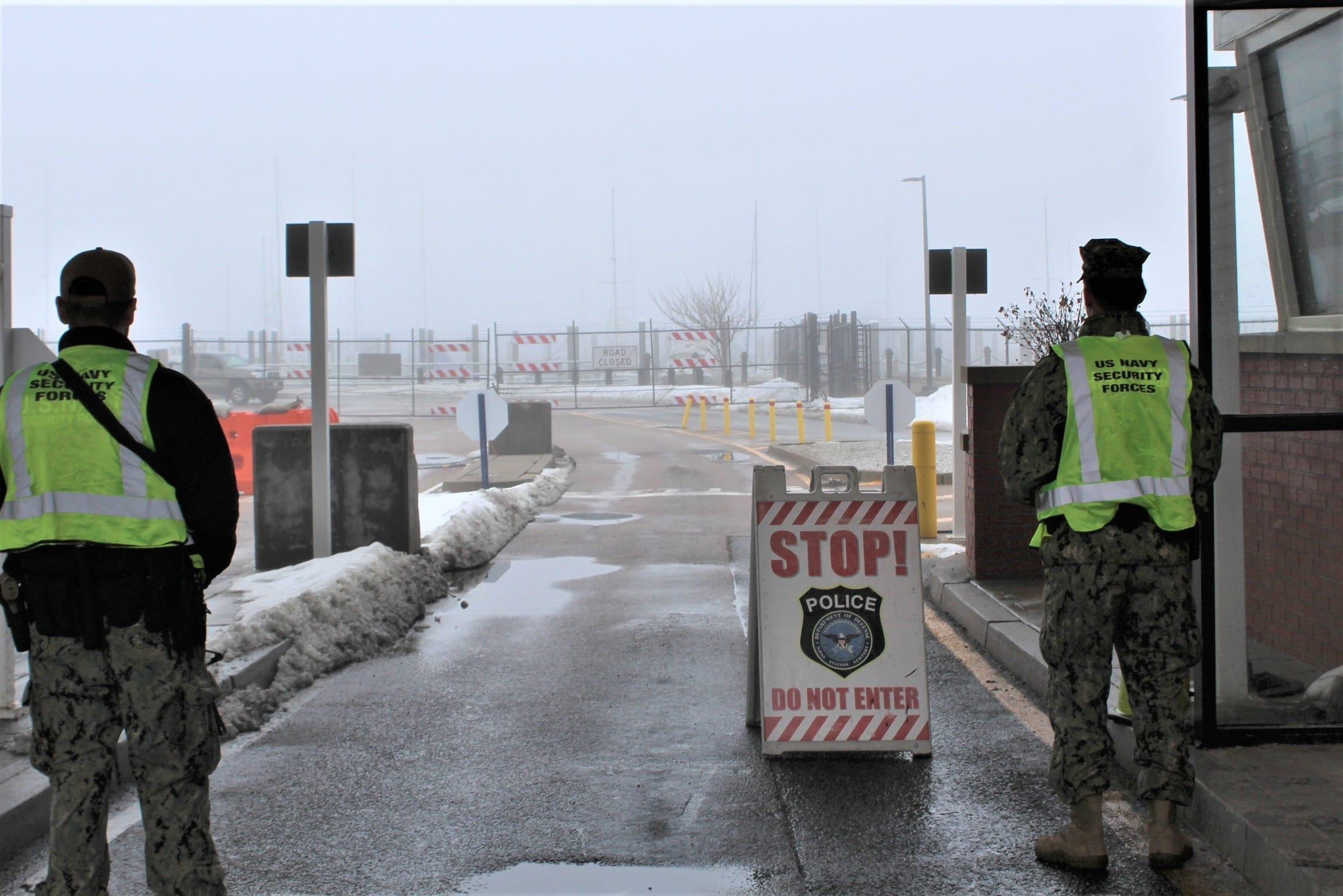 Main entrance gate at Naval Station Newport