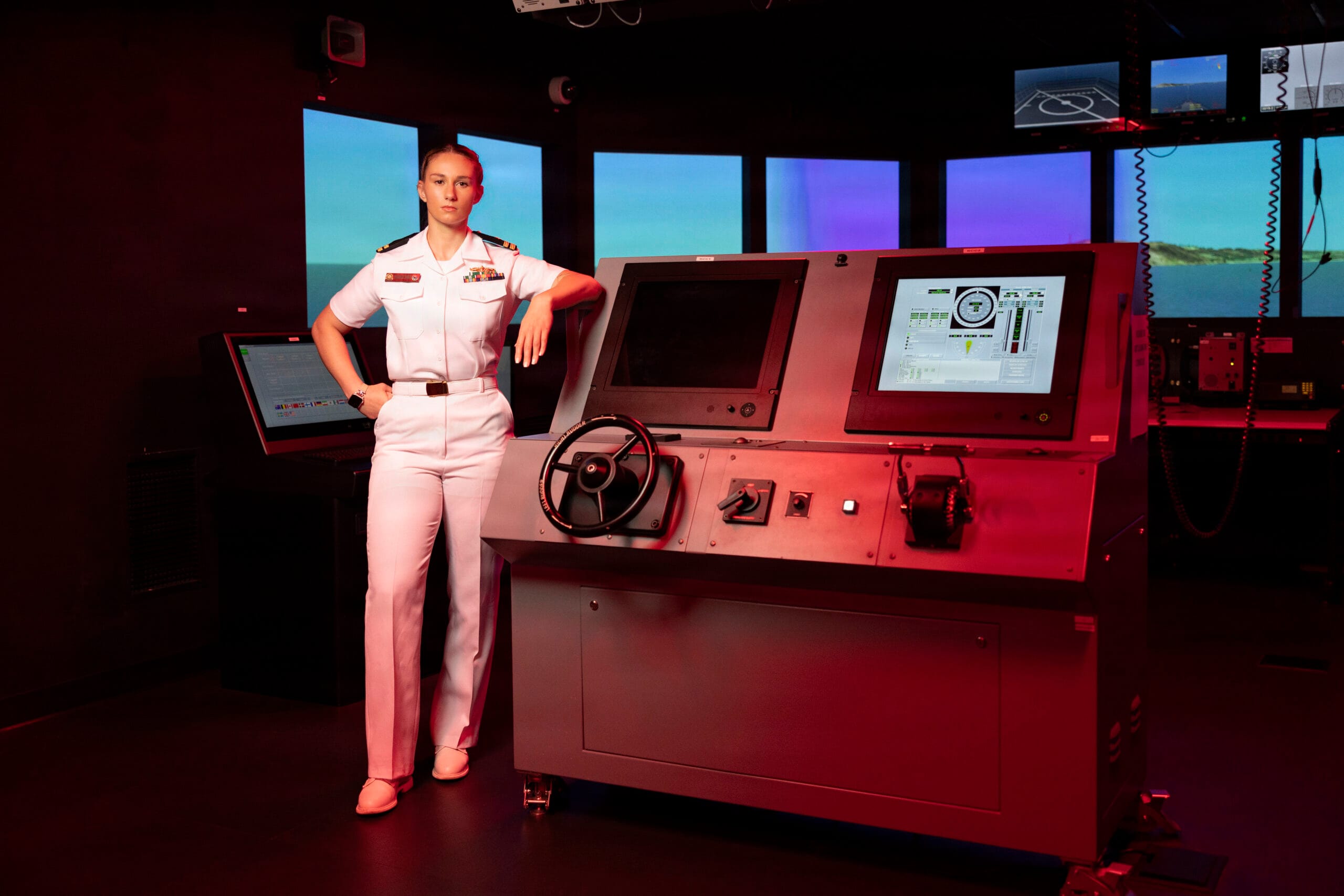 A Navy officer in dress blues