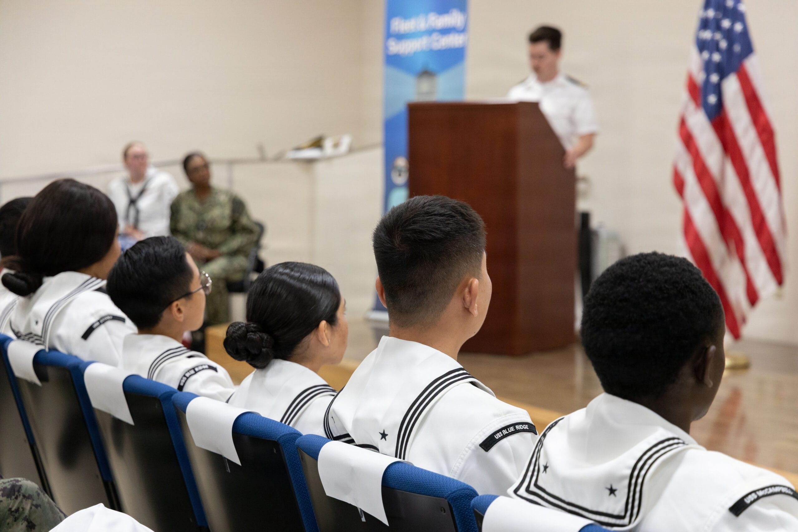 Navy Fleet and Family Support Center office with counselor