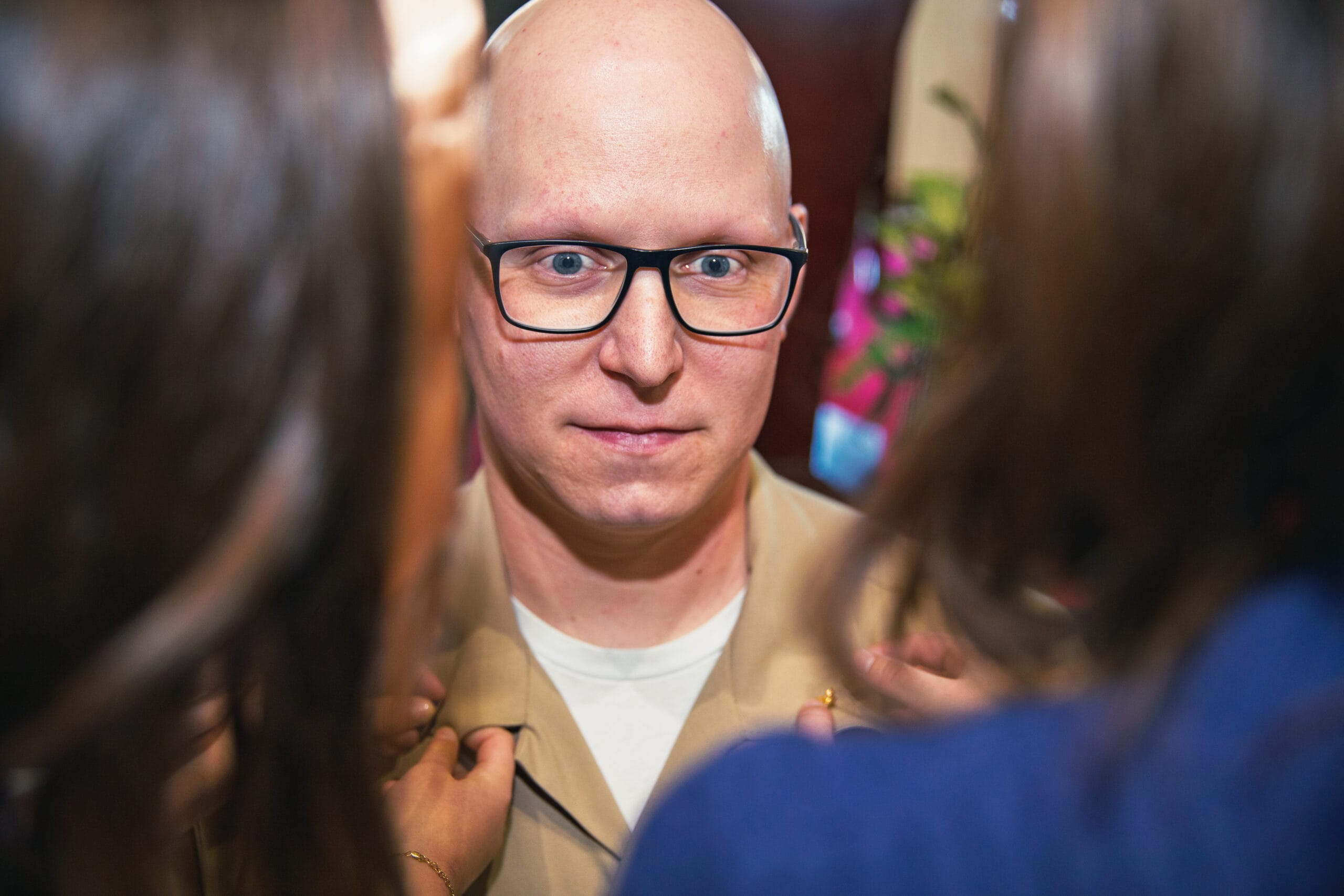 Surface warfare officer receives her pin