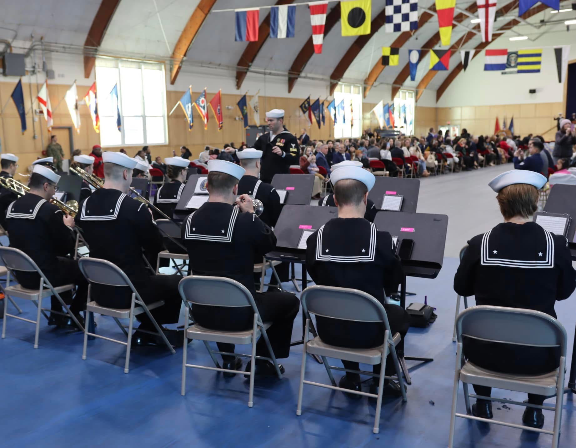 Officer candidates receiving their commissions