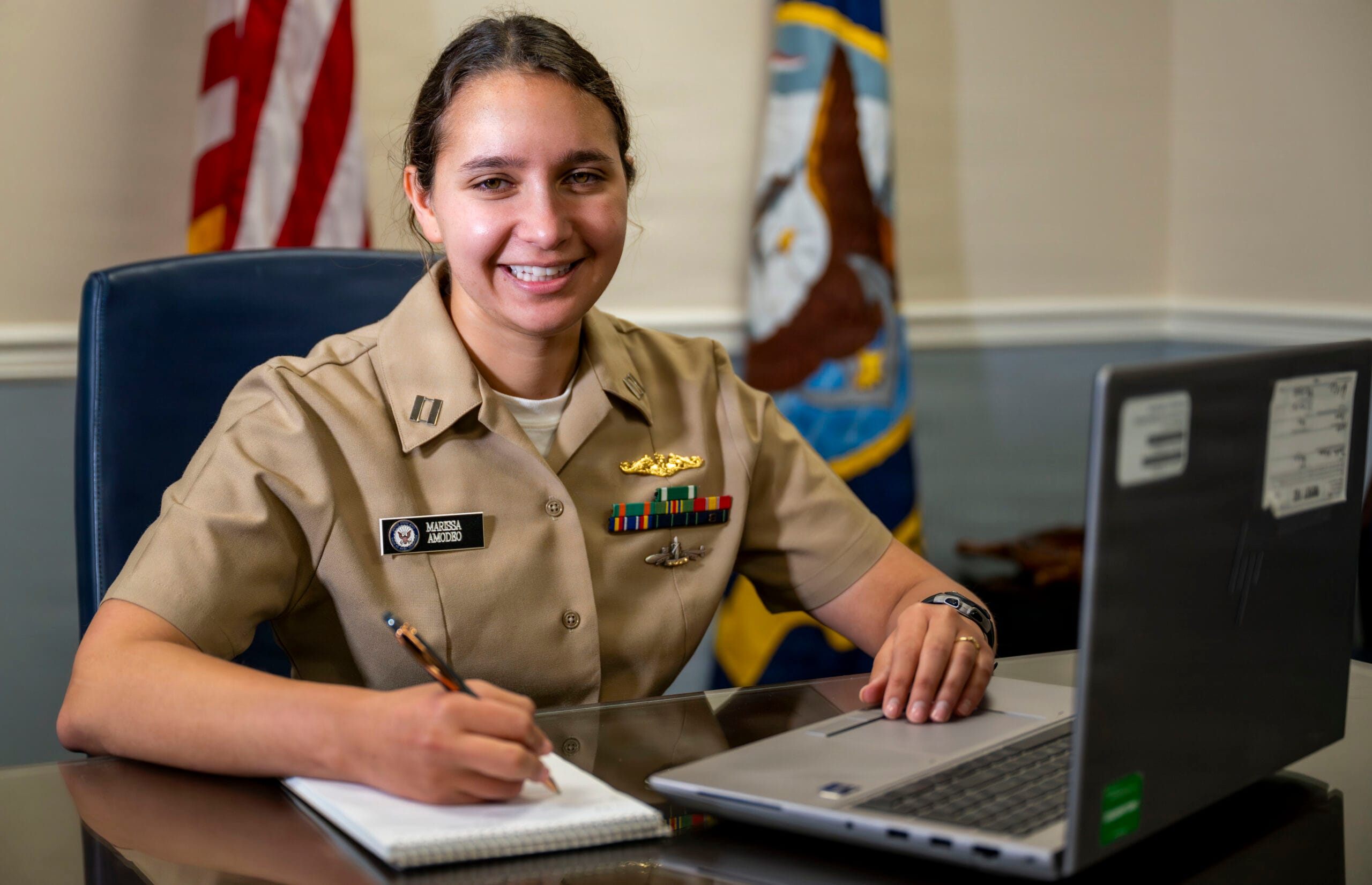 A Navy officer in dress uniform