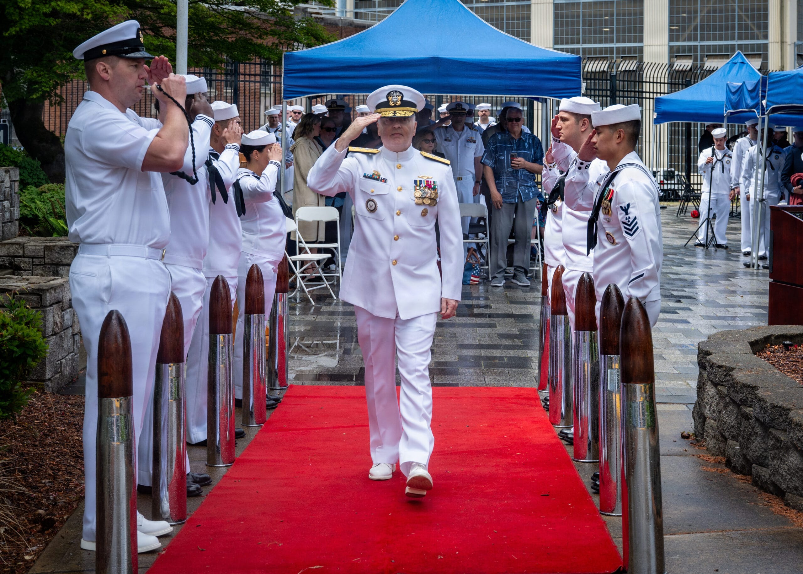 Navy recruiter working at desk
