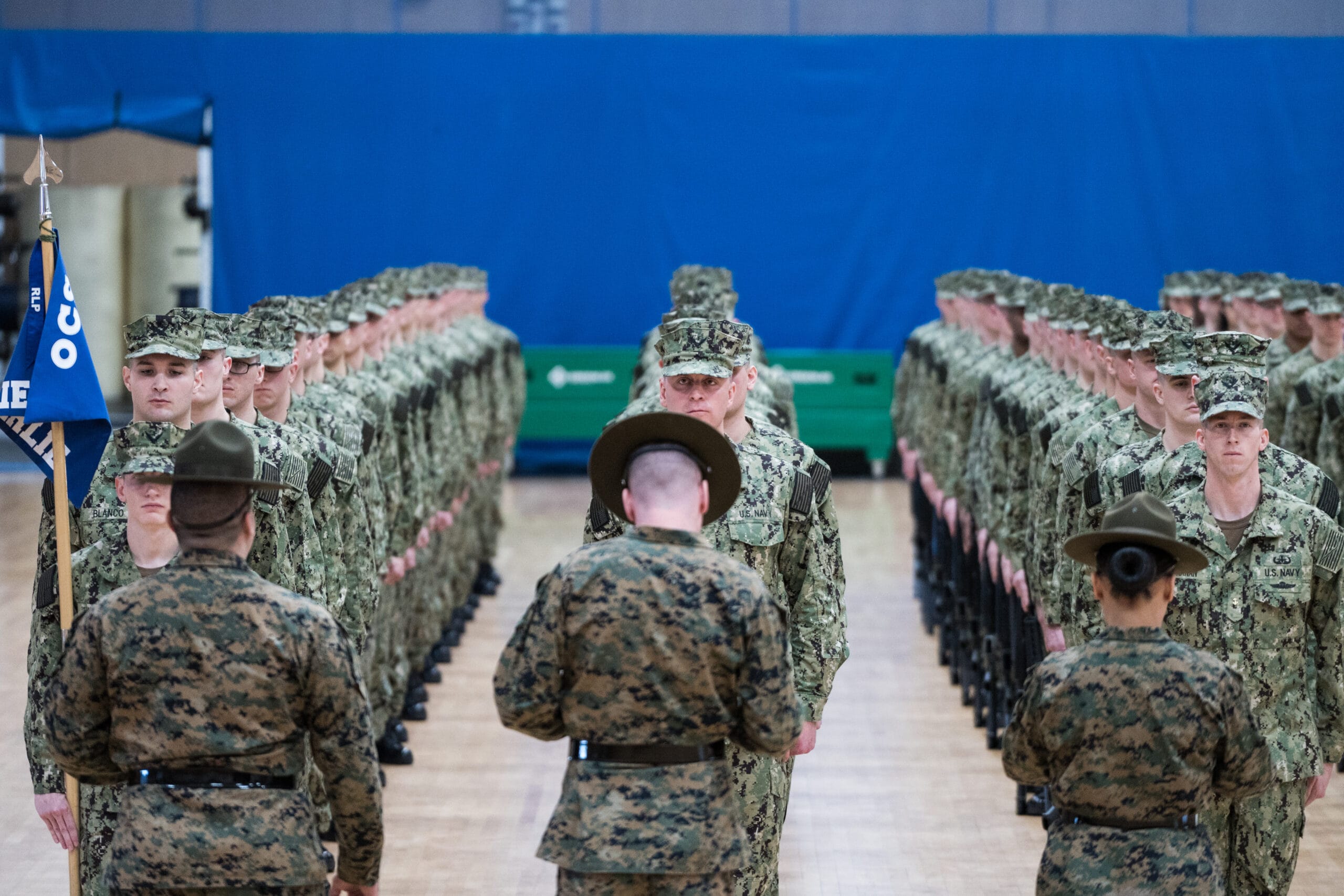 Officer candidates in formation at OCS Newport