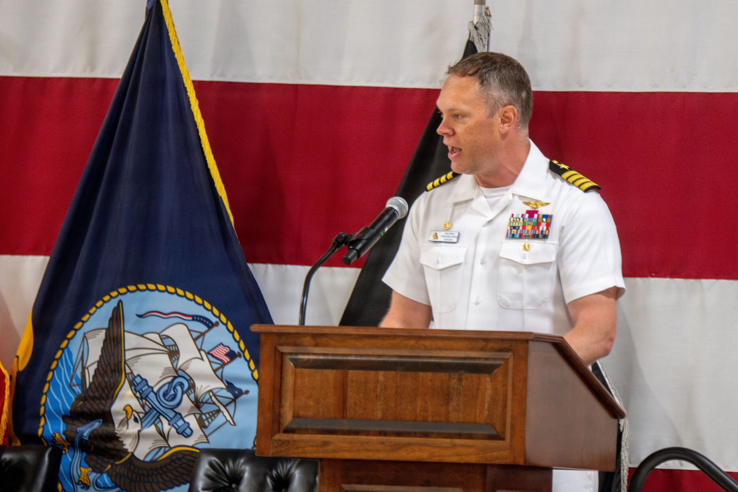 Navy officers in a classroom training session