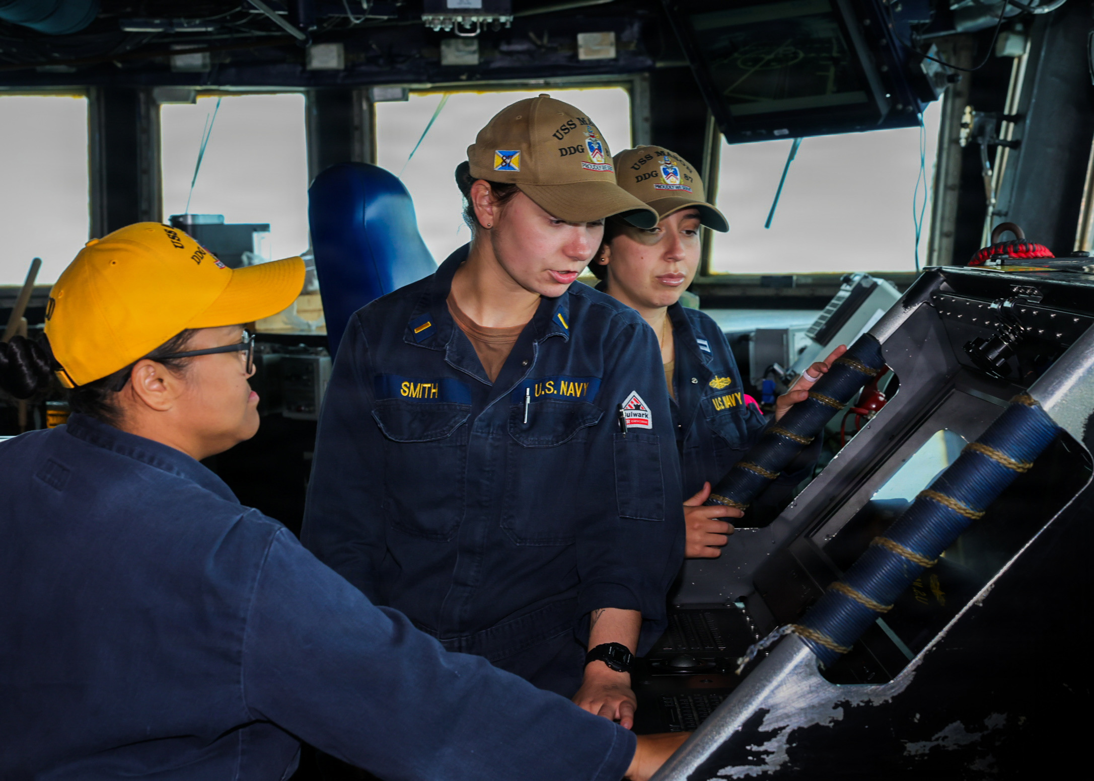 Surface warfare officer on the bridge