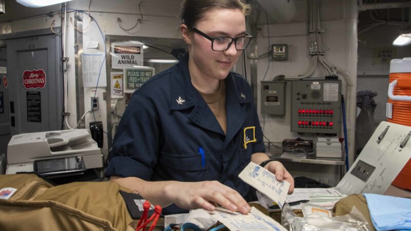U.S. Navy Sailor Inventories Medical Bag